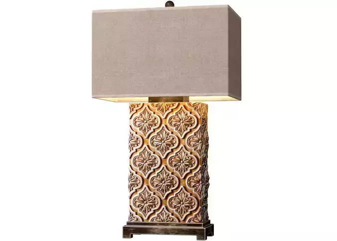 Golden Bronze Arabic Oriental Nightstand bedside Table Lamp 3D model