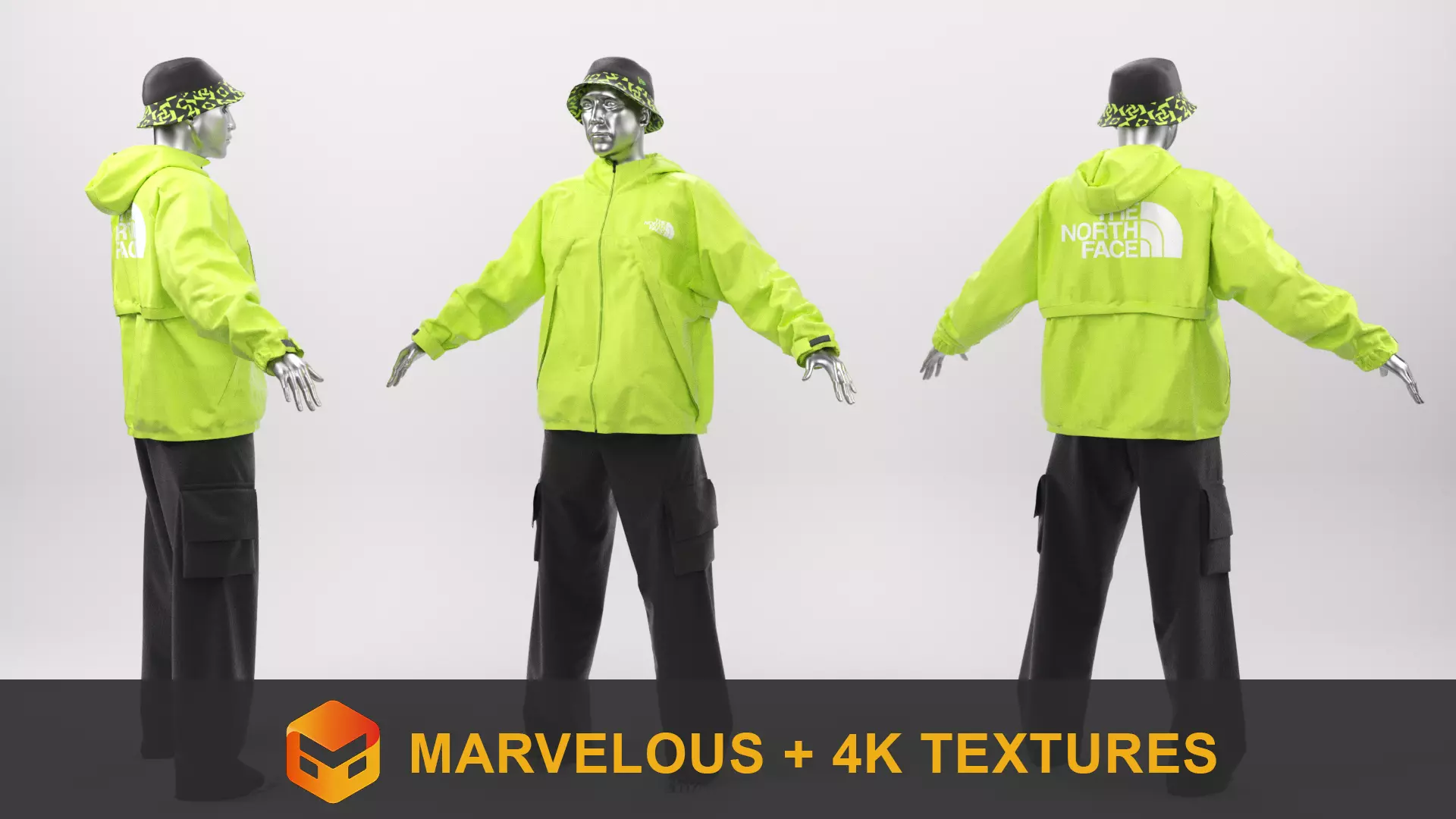 The North face green outfit 3D model