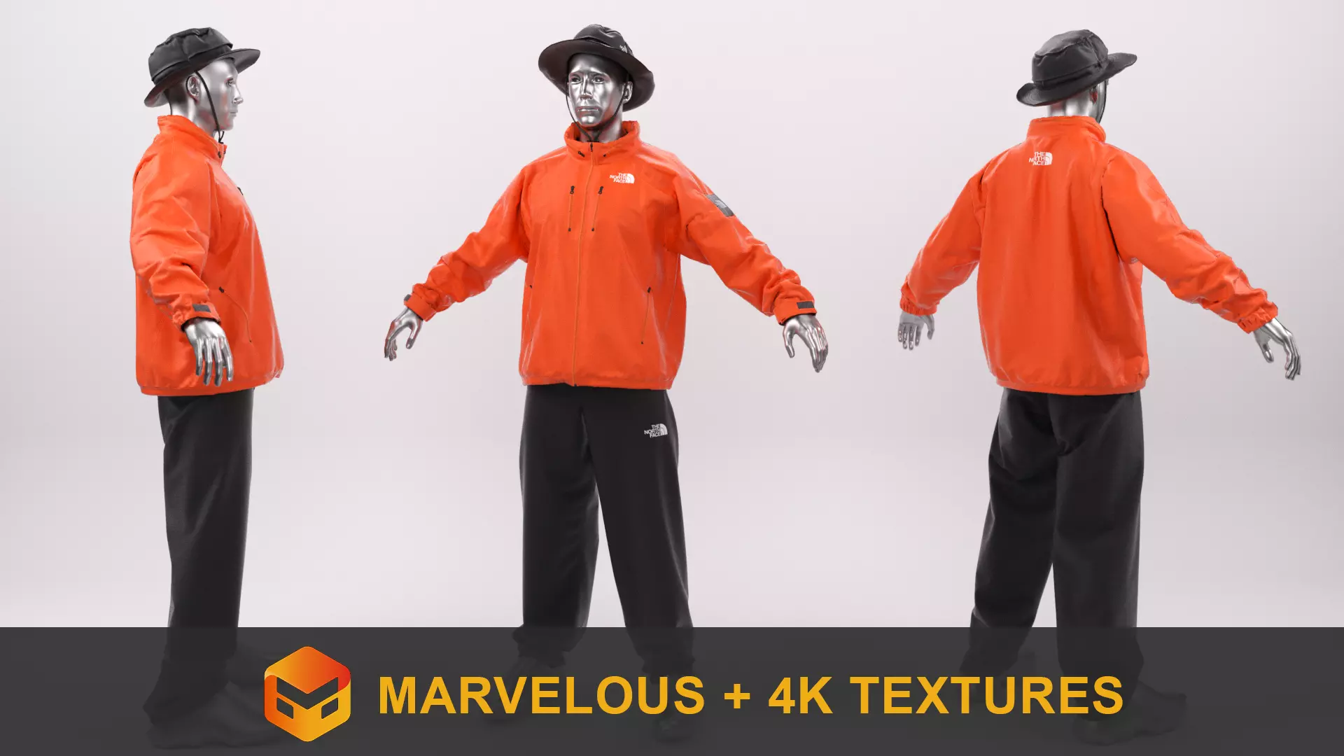 The North Face orange outfit 3D model
