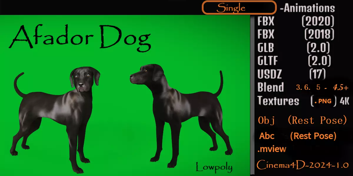 Afador Dog Low-poly 3D model_0