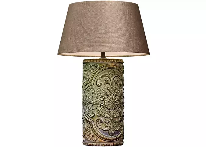 Green Copper Arabic Oriental Nightstand bedside Metal Table Lamp 3D model
