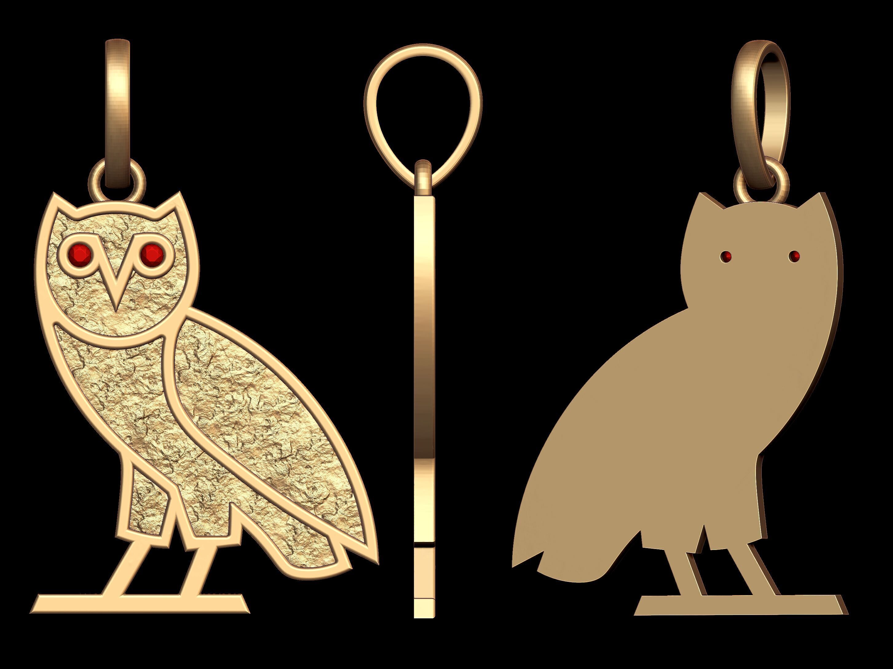 OVO OG Owl  Gold Nugget Pendant 3D print model_3