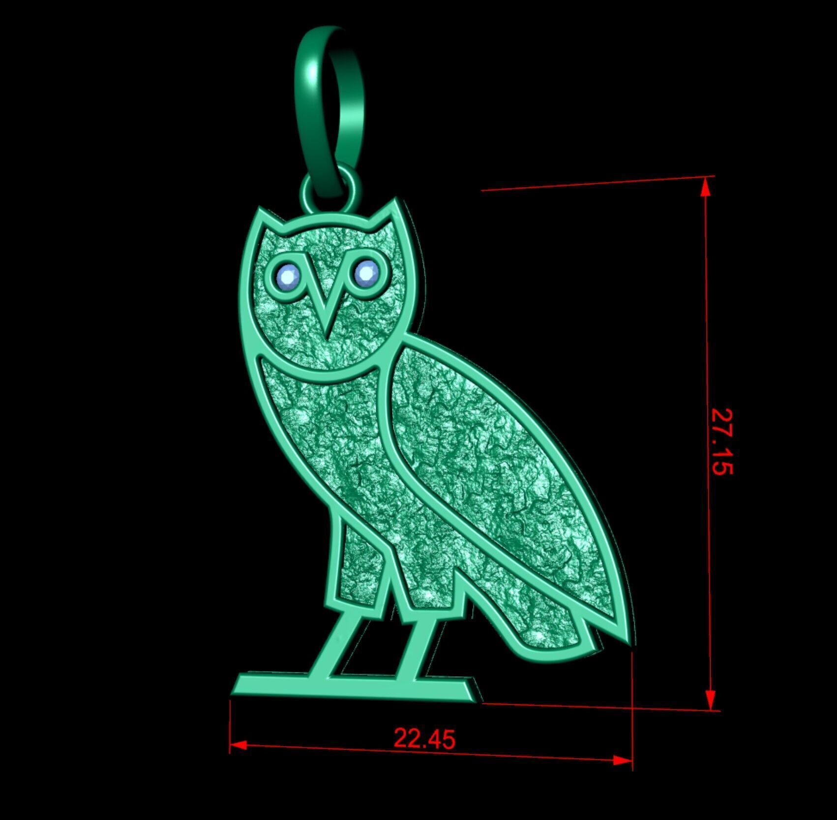 OVO OG Owl  Gold Nugget Pendant 3D print model_4