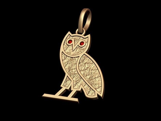 OVO OG Owl  Gold Nugget Pendant 3D print model