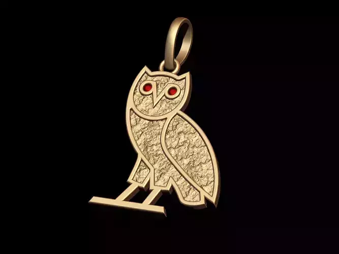 OVO OG Owl  Gold Nugget Pendant 3D print model