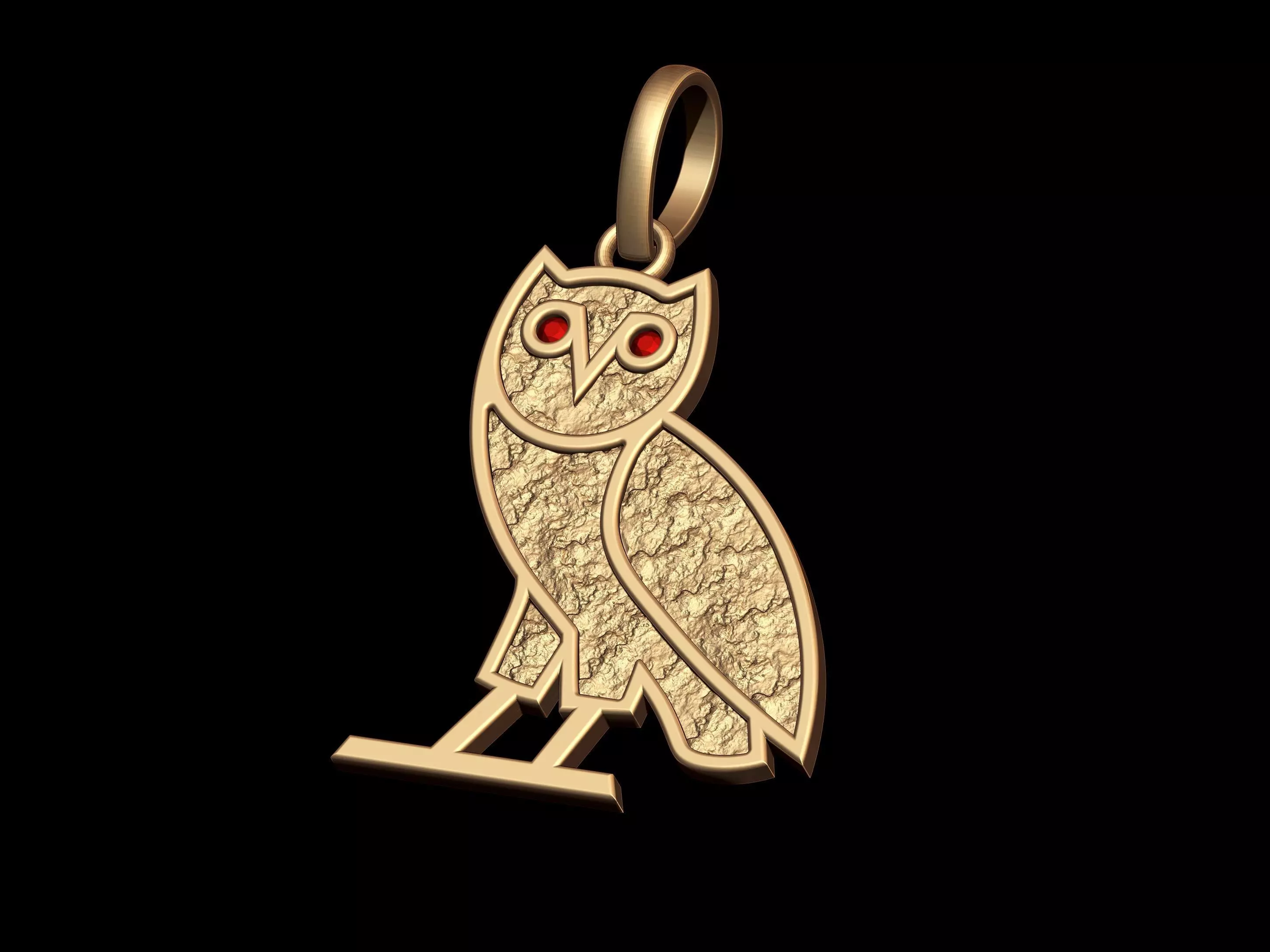 OVO OG Owl  Gold Nugget Pendant 3D print model_0