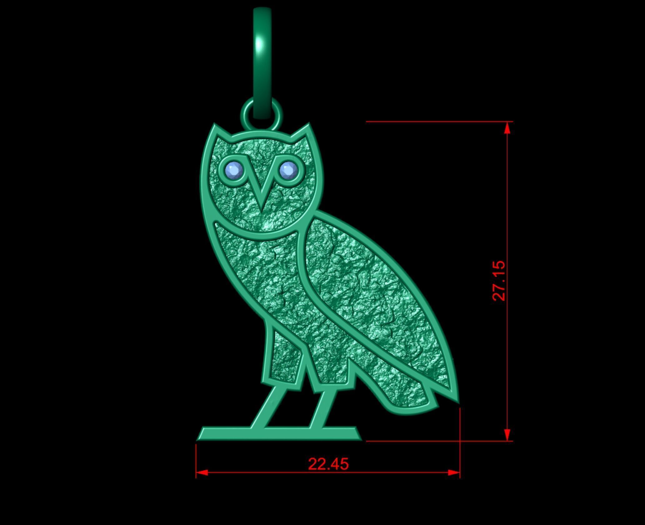 OVO OG Owl  Gold Nugget Pendant 3D print model_5