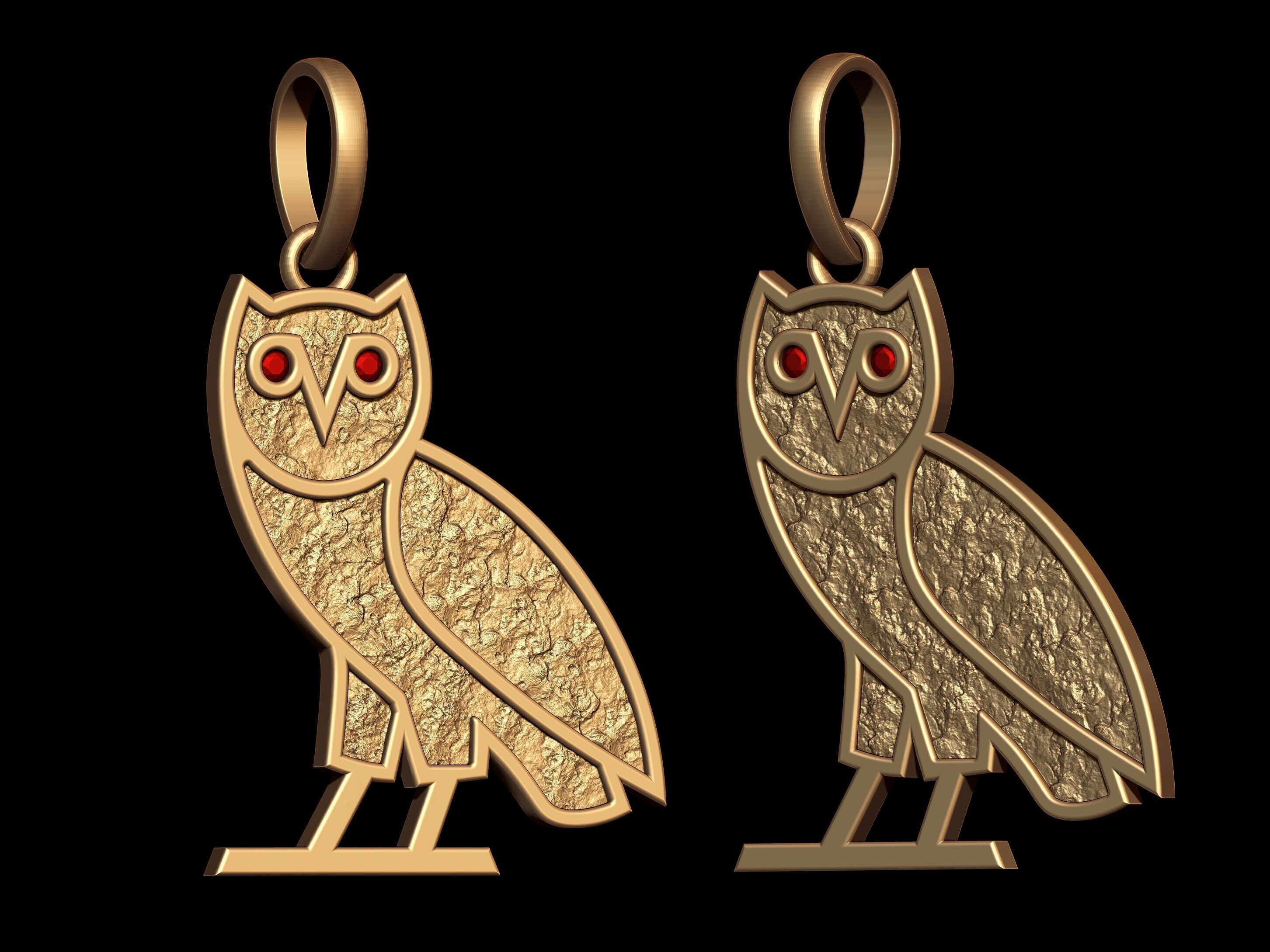 OVO OG Owl  Gold Nugget Pendant 3D print model_2