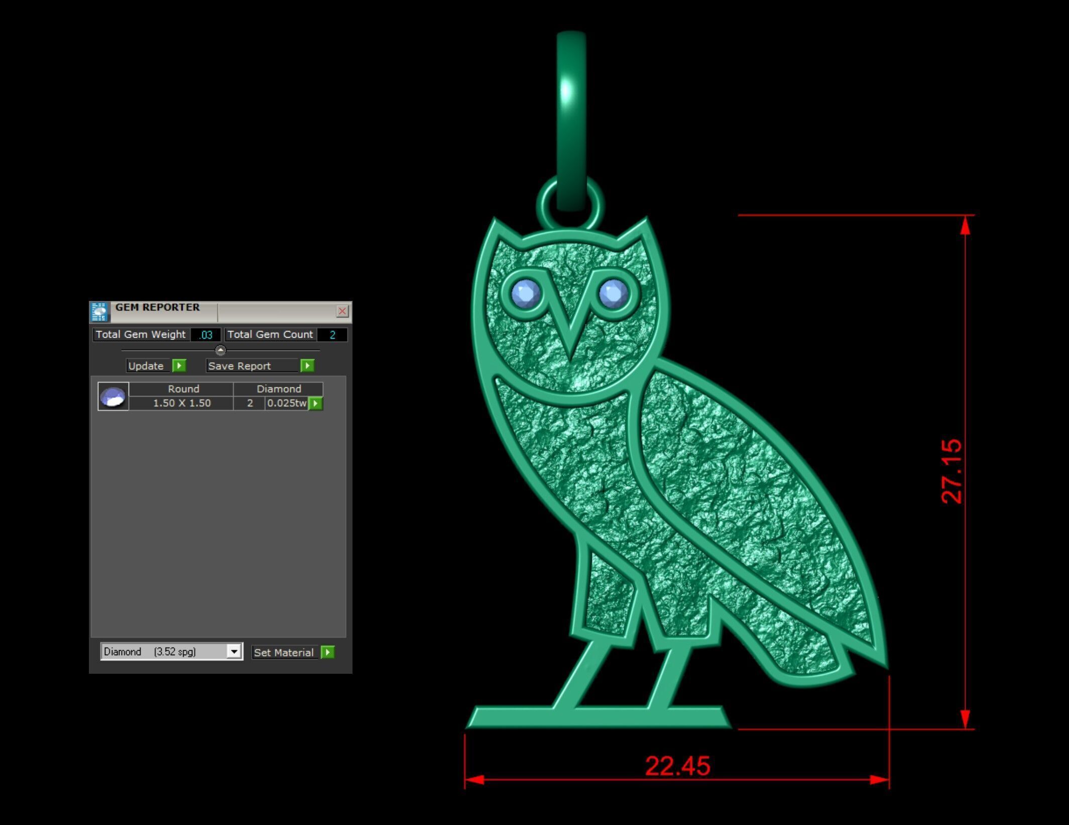 OVO OG Owl  Gold Nugget Pendant 3D print model_6