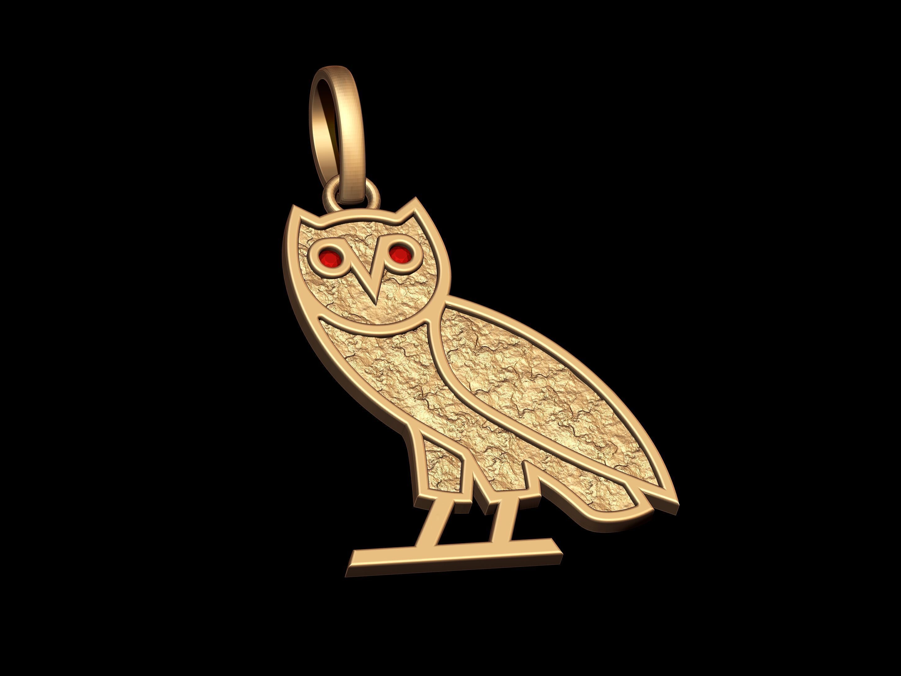 OVO OG Owl  Gold Nugget Pendant 3D print model_1