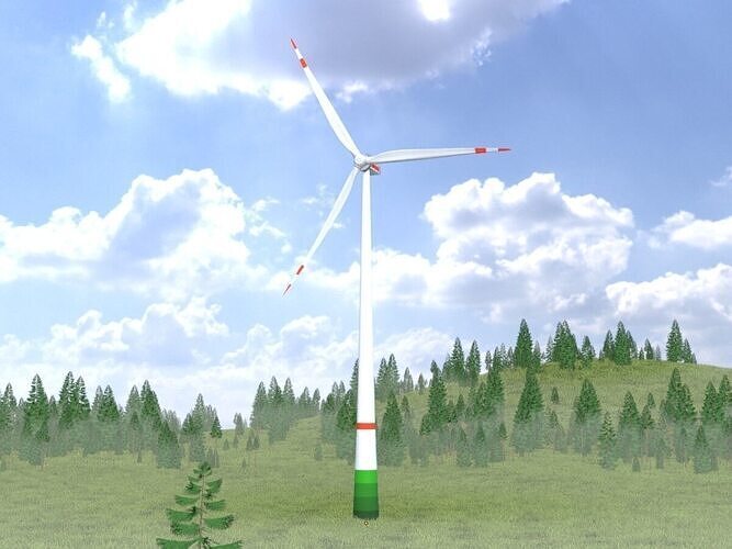 Wind turbine E1 H-160 RD 138 m Low-poly 3D model