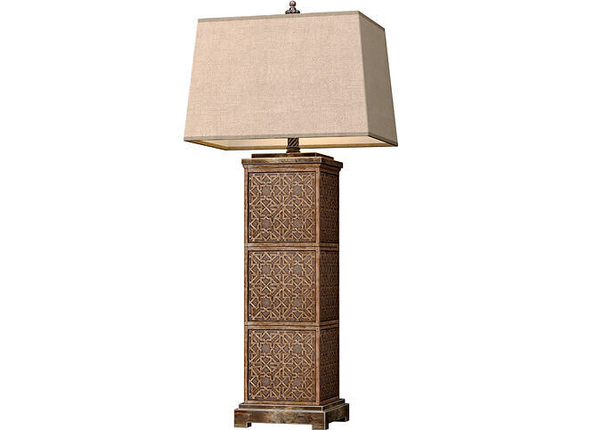 Wood Arabic Oriental Nightstand bedside Arabesque Table Lamp 3D model