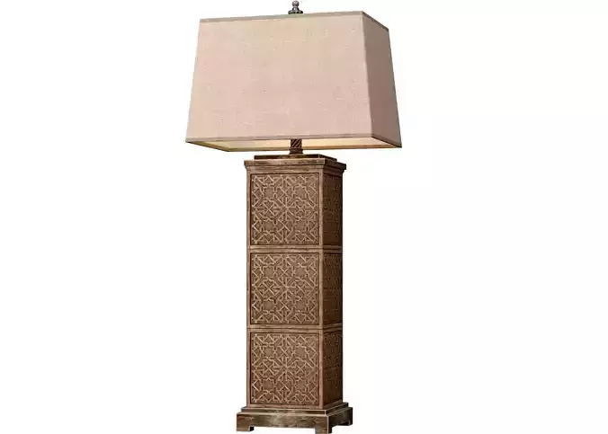 Wood Arabic Oriental Nightstand bedside Arabesque Table Lamp 3D model