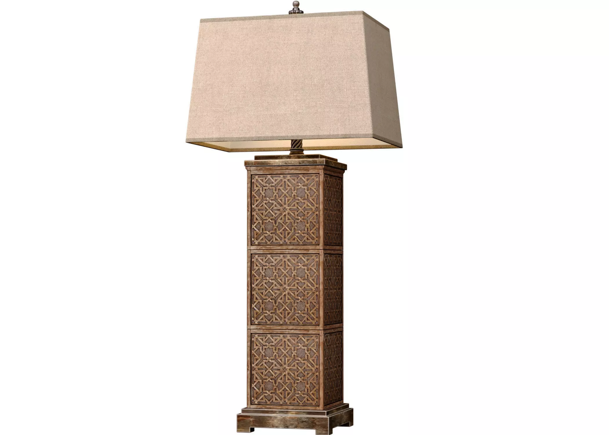 Wood Arabic Oriental Nightstand bedside Arabesque Table Lamp 3D model_0
