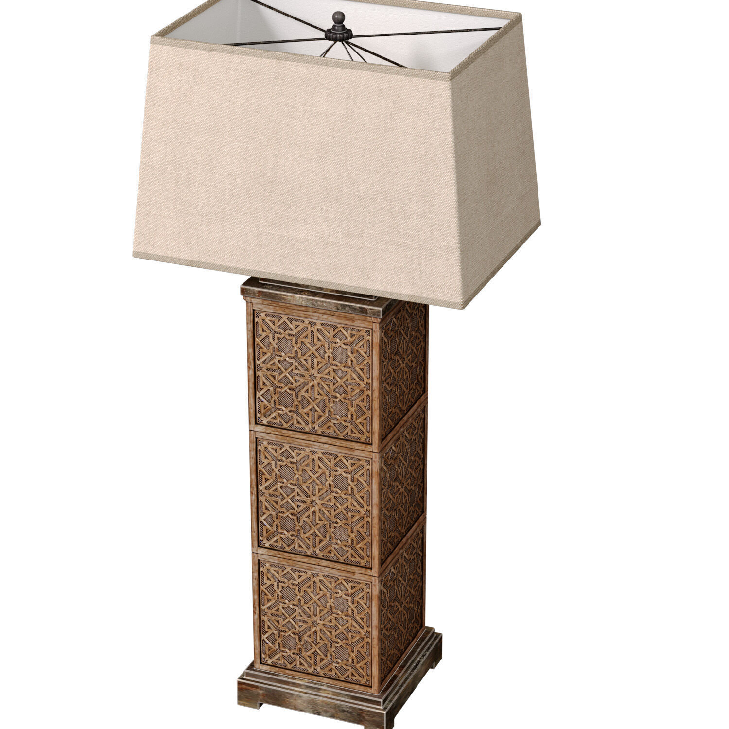 Wood Arabic Oriental Nightstand bedside Arabesque Table Lamp 3D model_3