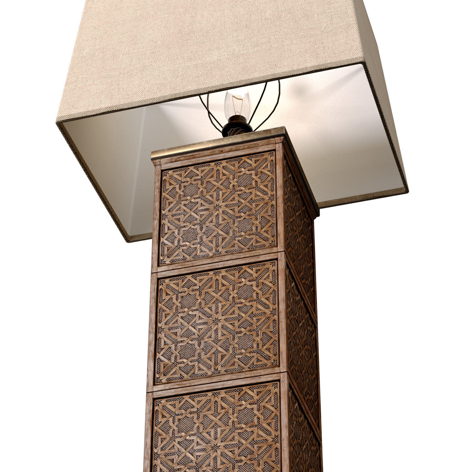 Wood Arabic Oriental Nightstand bedside Arabesque Table Lamp 3D model_2