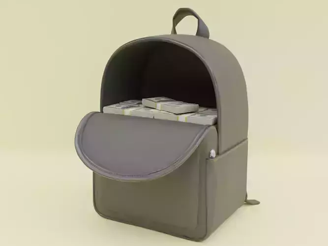 Backpack Full of Cash Money Dollars Bag Lowpoly Low-poly 3D model