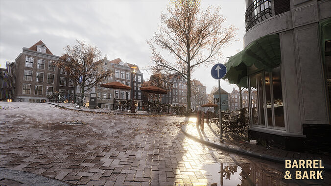 Modular Amsterdam City Street Low-poly 3D model 7