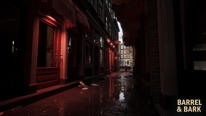 Modular Amsterdam City Street Low-poly 3D model 6