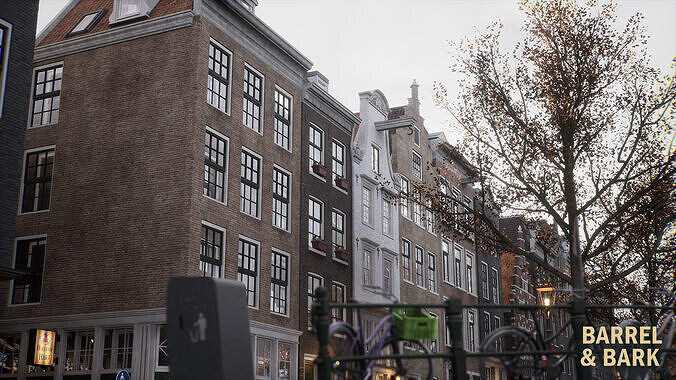 Modular Amsterdam City Street Low-poly 3D model 4