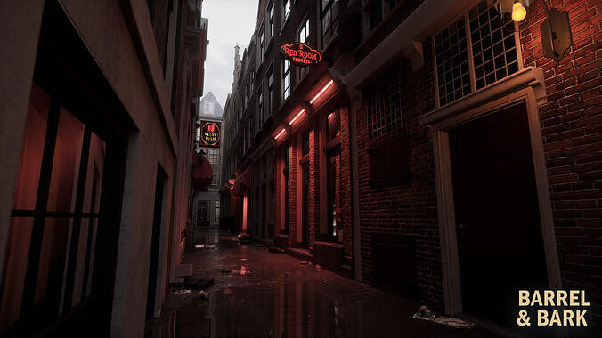 Modular Amsterdam City Street Low-poly 3D model 5