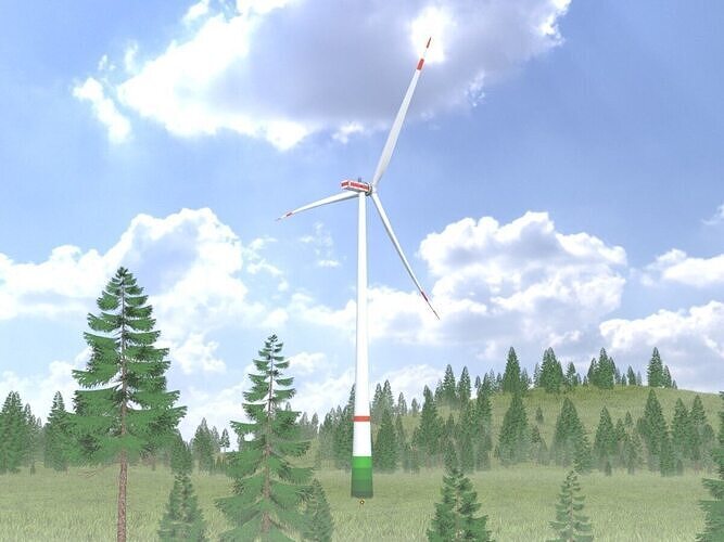 Wind turbine E1 H-163 RD 172 m Low-poly 3D model