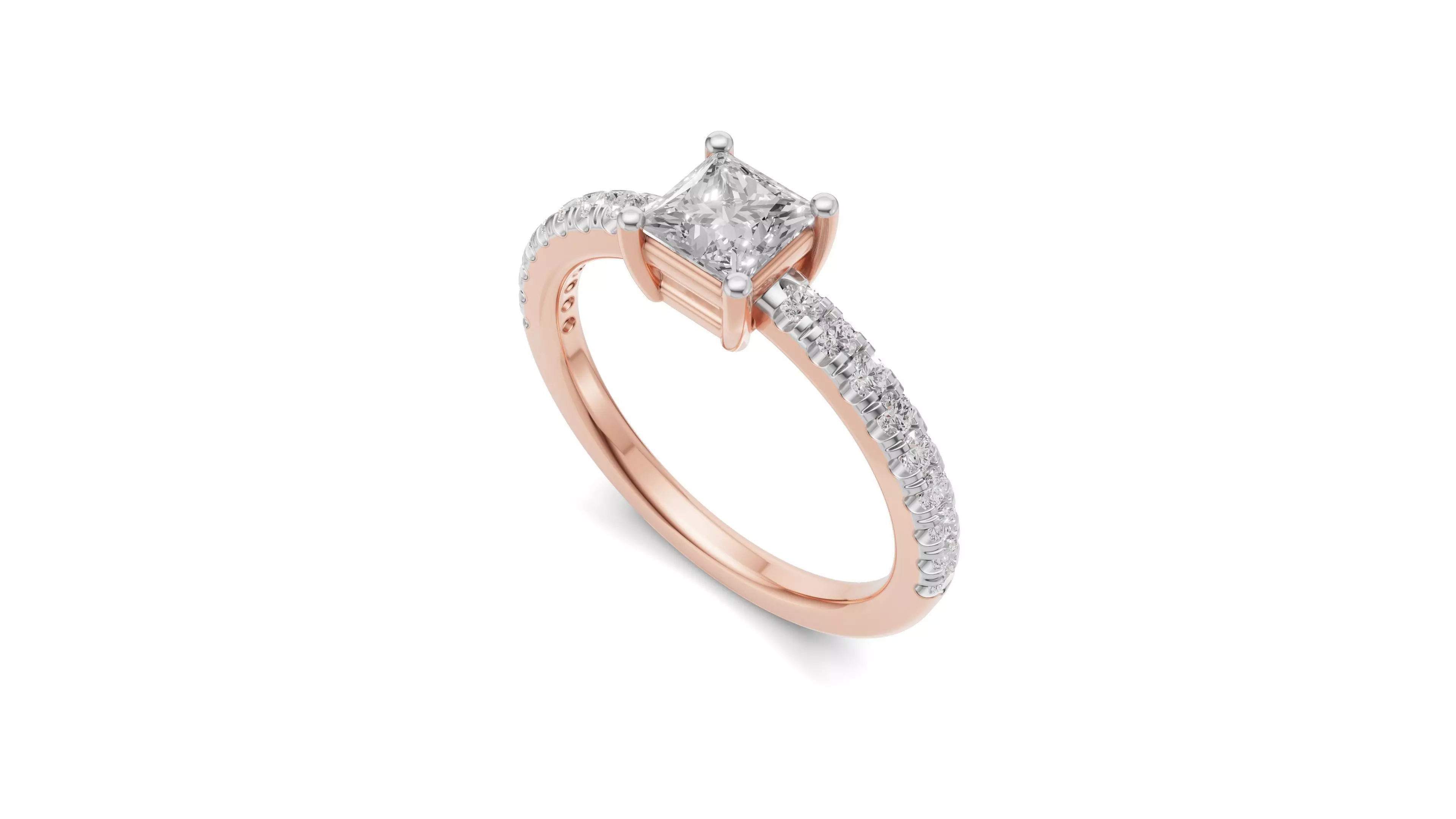 Engagement Ring with Cushion Diamond 3D print model
