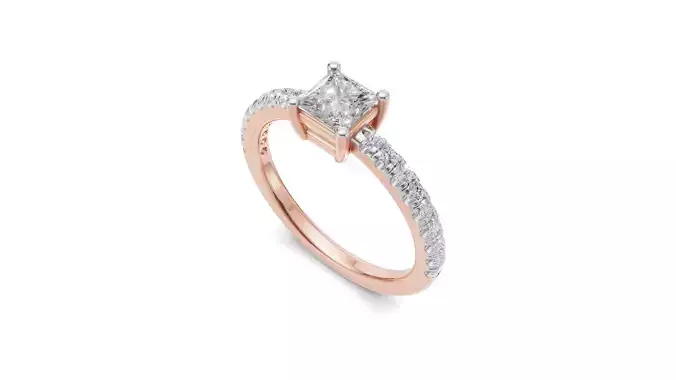 Engagement Ring with Cushion Diamond  3D print model