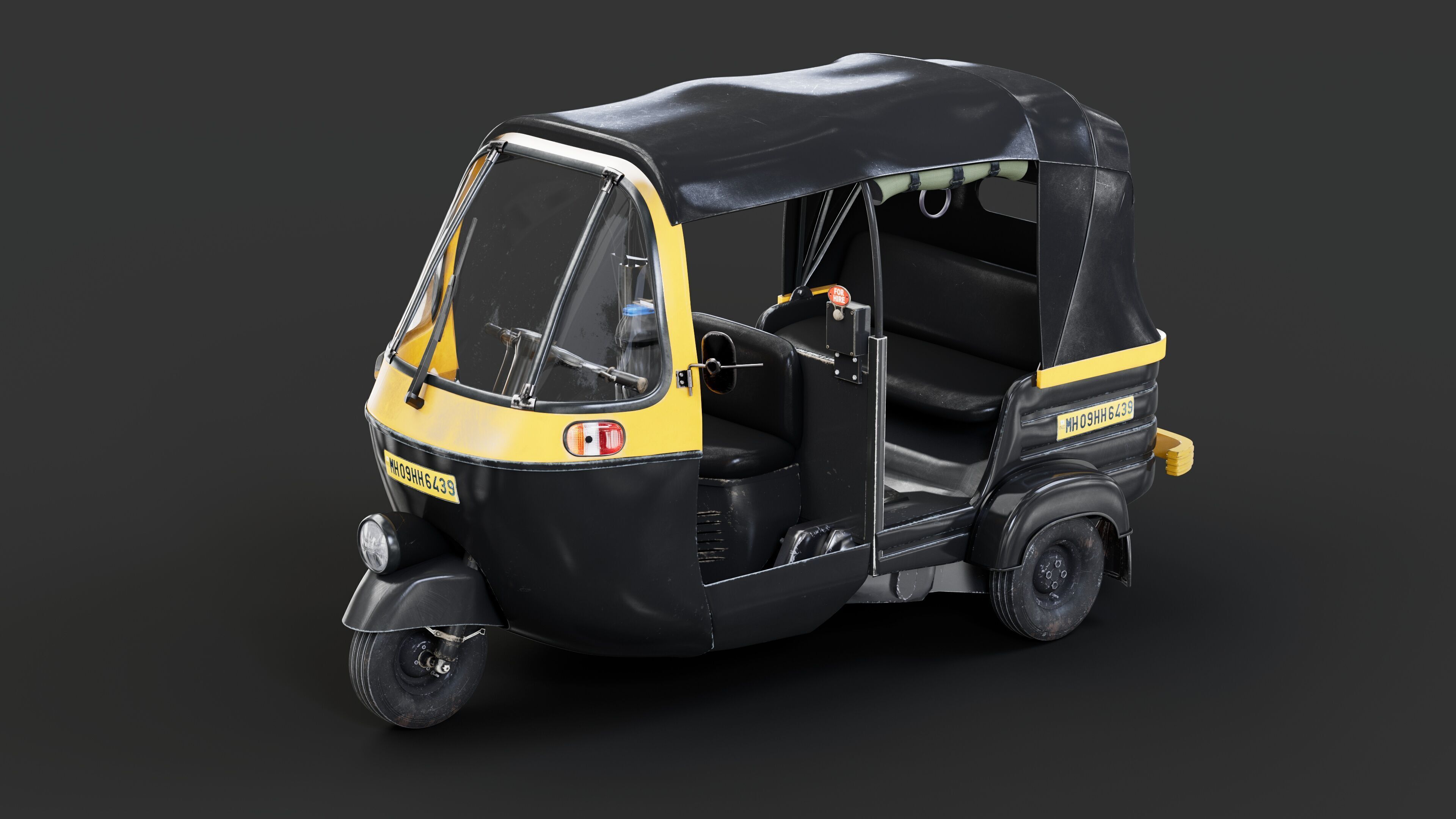 Auto rickshaw 3D model_8