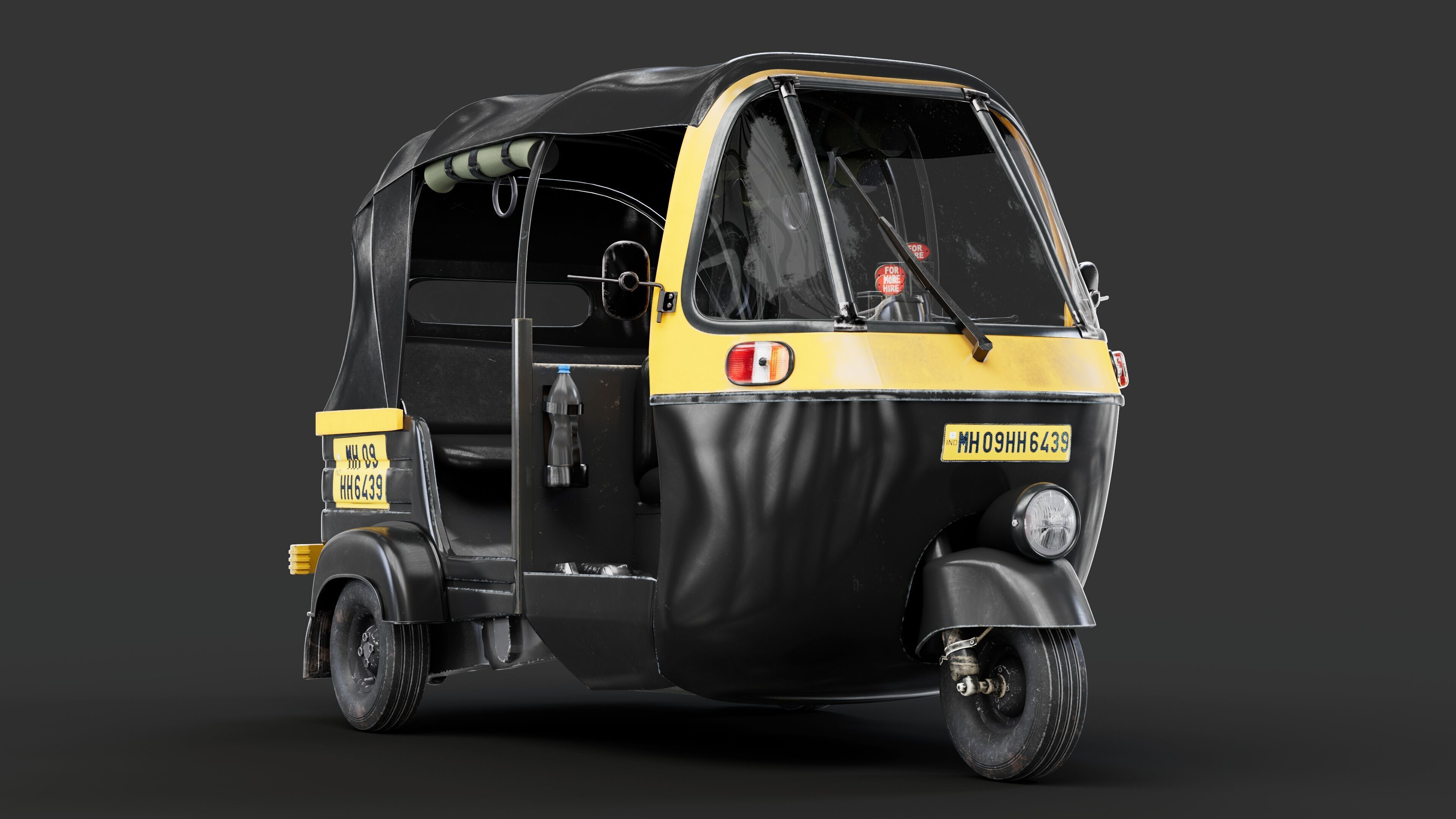 Auto rickshaw 3D model_5
