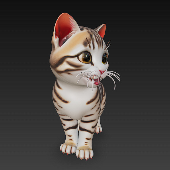 Optimized Low-Poly Kitten 3D Model UE5- Unity Real-Time Ready Low-poly 3D model_1