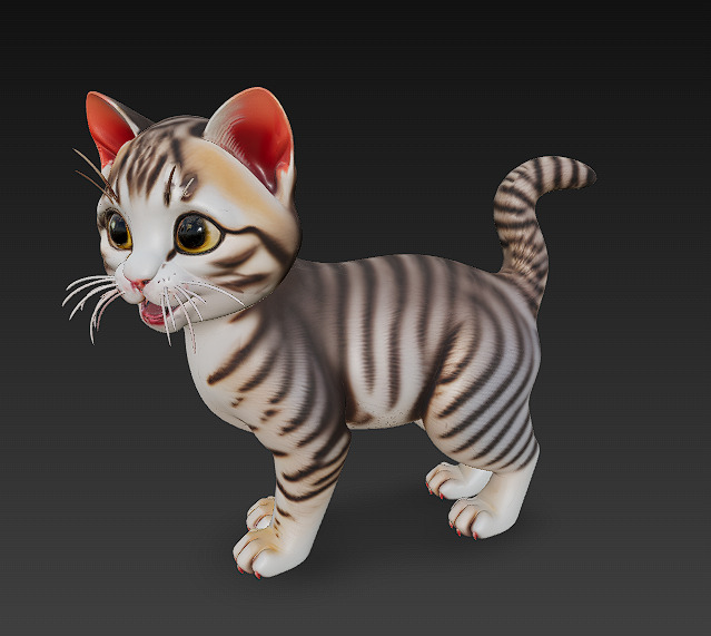 Optimized Low-Poly Kitten 3D Model UE5- Unity Real-Time Ready Low-poly 3D model_2