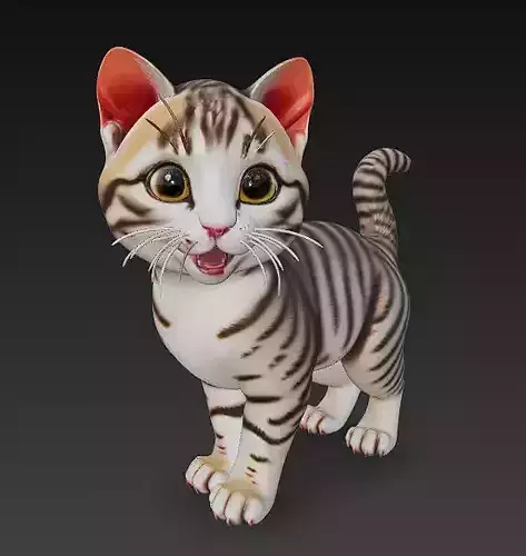 Optimized Low-Poly Kitten 3D Model UE5- Unity Real-Time Ready Low-poly 3D model
