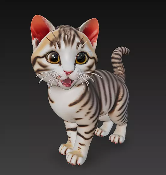 Optimized Low-Poly Kitten 3D Model UE5- Unity Real-Time Ready Low-poly 3D model_0