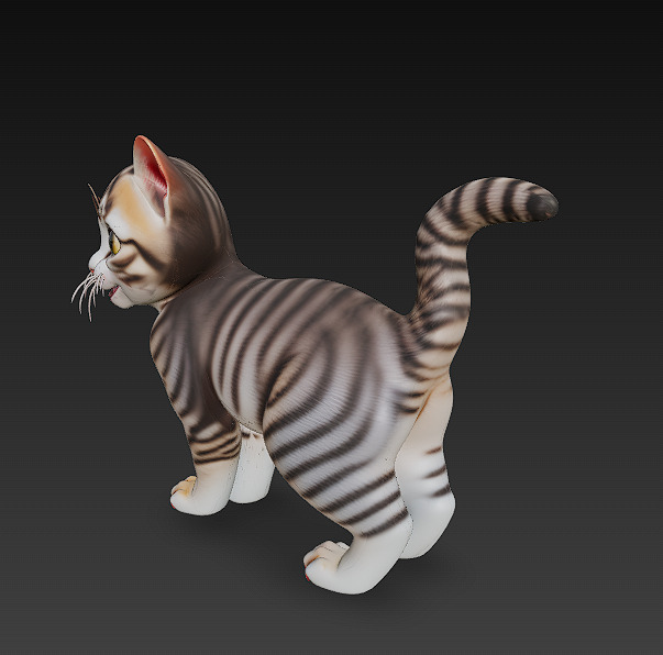 Optimized Low-Poly Kitten 3D Model UE5- Unity Real-Time Ready Low-poly 3D model_6