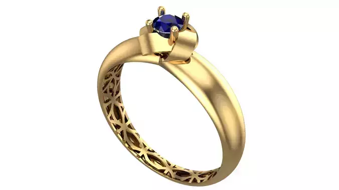 Elegant Geometric Gold Ring with Blue Gemstone - Piece No-15