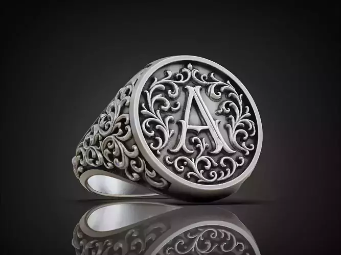 Monogram A Signet Ring  Vintage Ornament 
