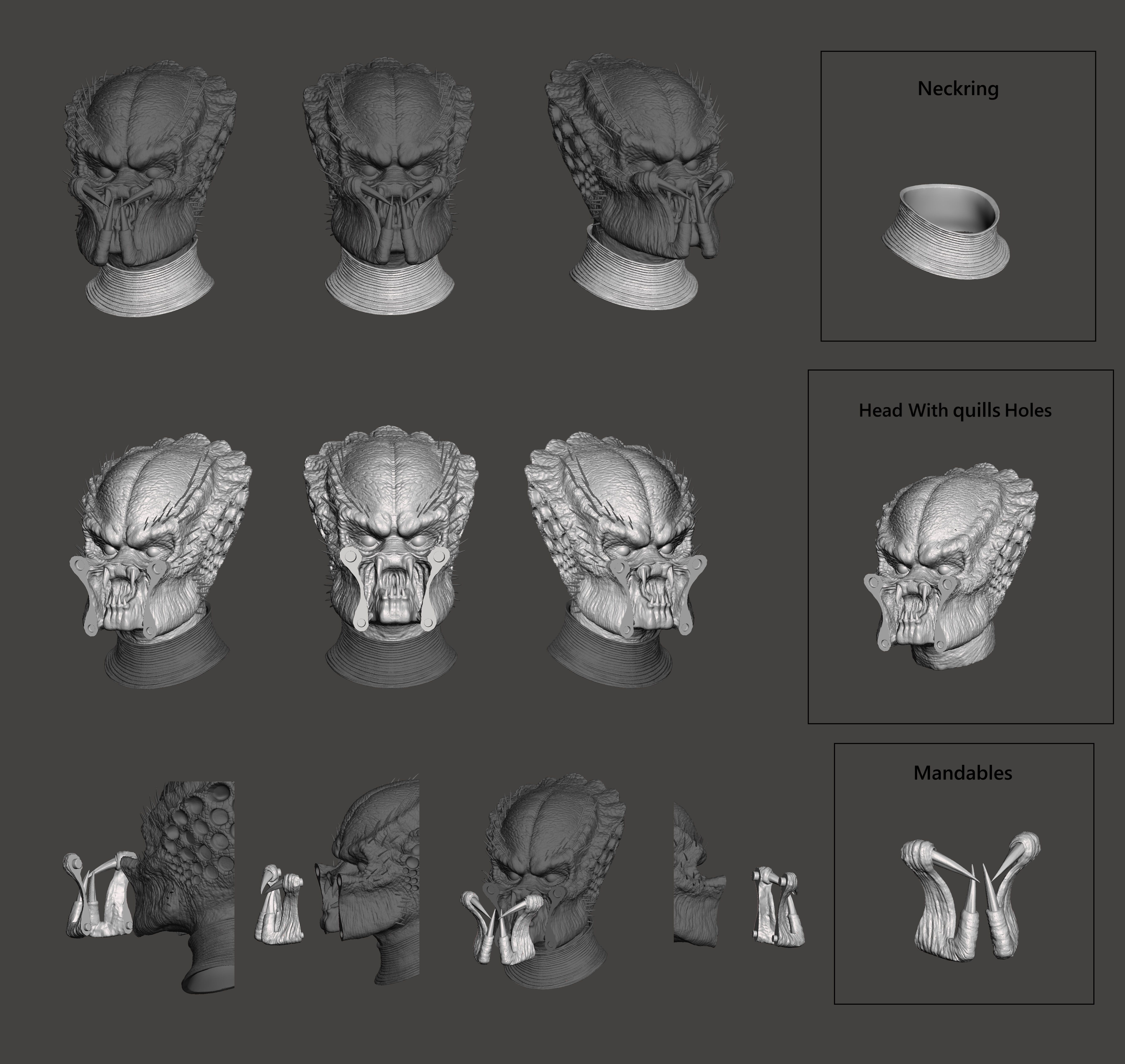 Predator 1987 Closed Mouth Jungle Hunter Head 3D print model_18