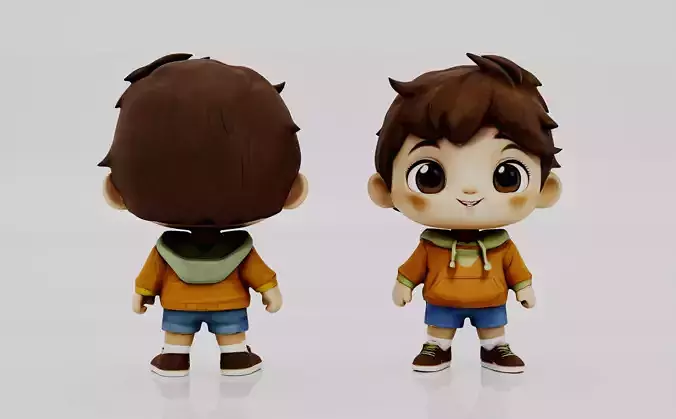 Chibi Stylized Boy Game Ready 3D Character Model