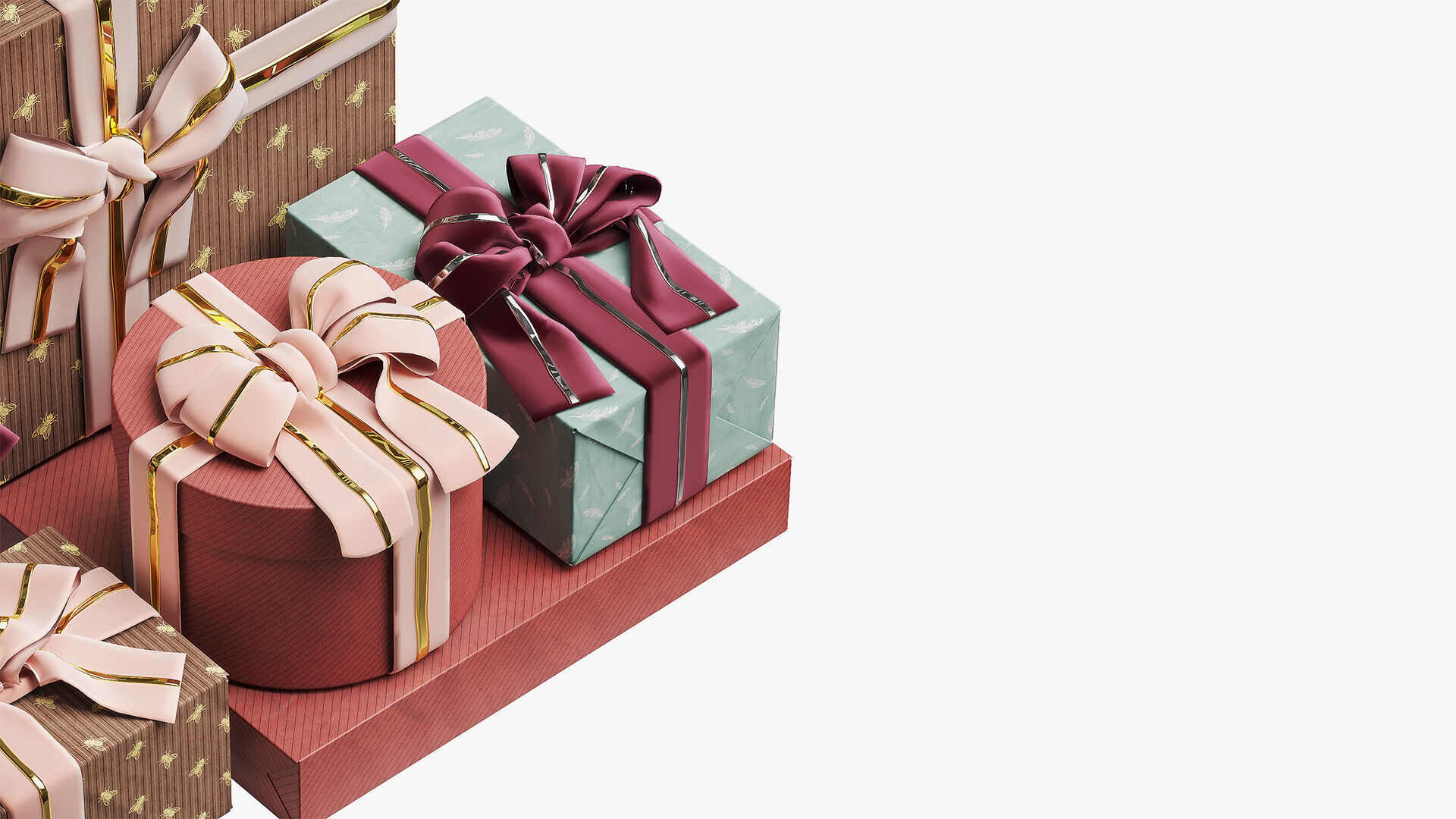 Gift Box Set with Double Ribbon 3D model_3