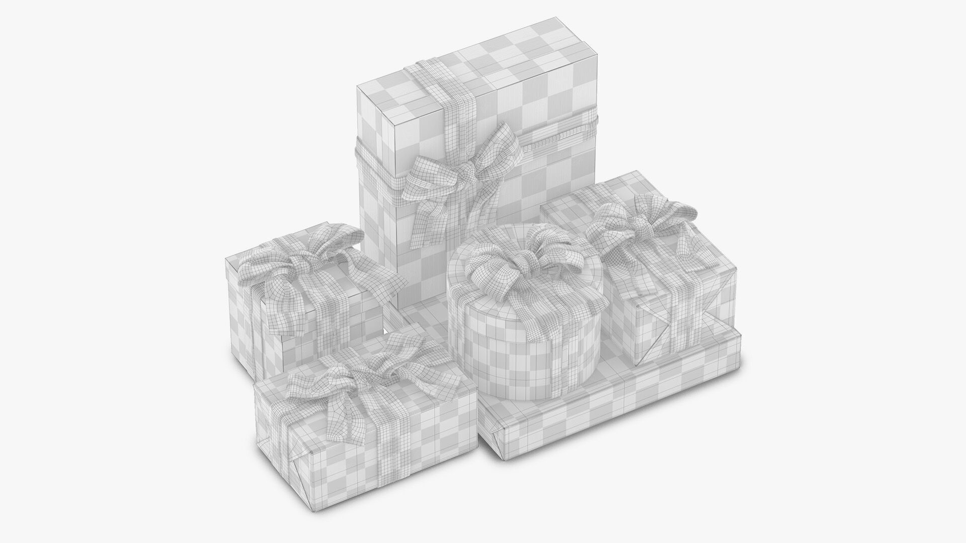 Gift Box Set with Double Ribbon 3D model_5