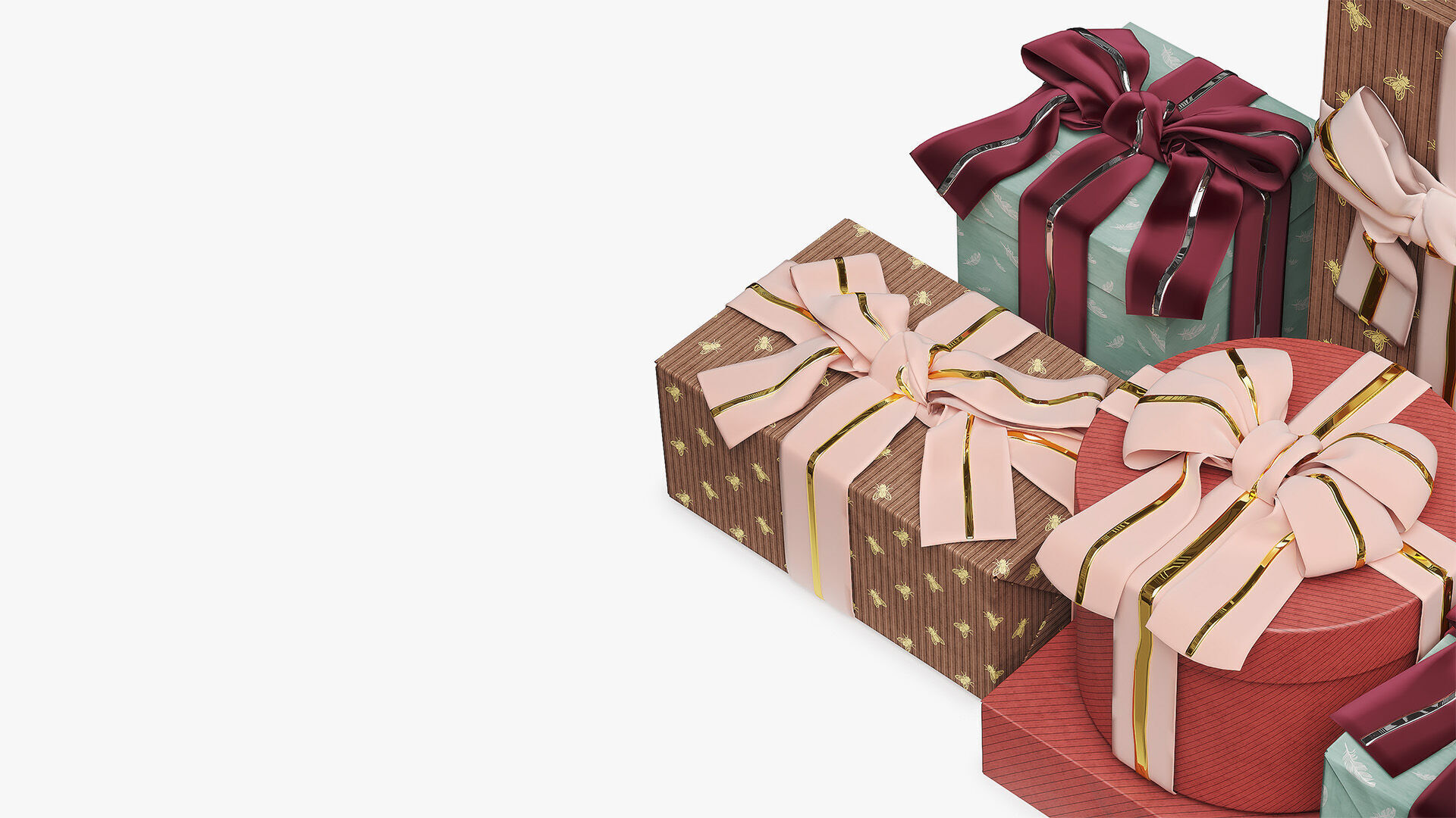 Gift Box Set with Double Ribbon 3D model_4