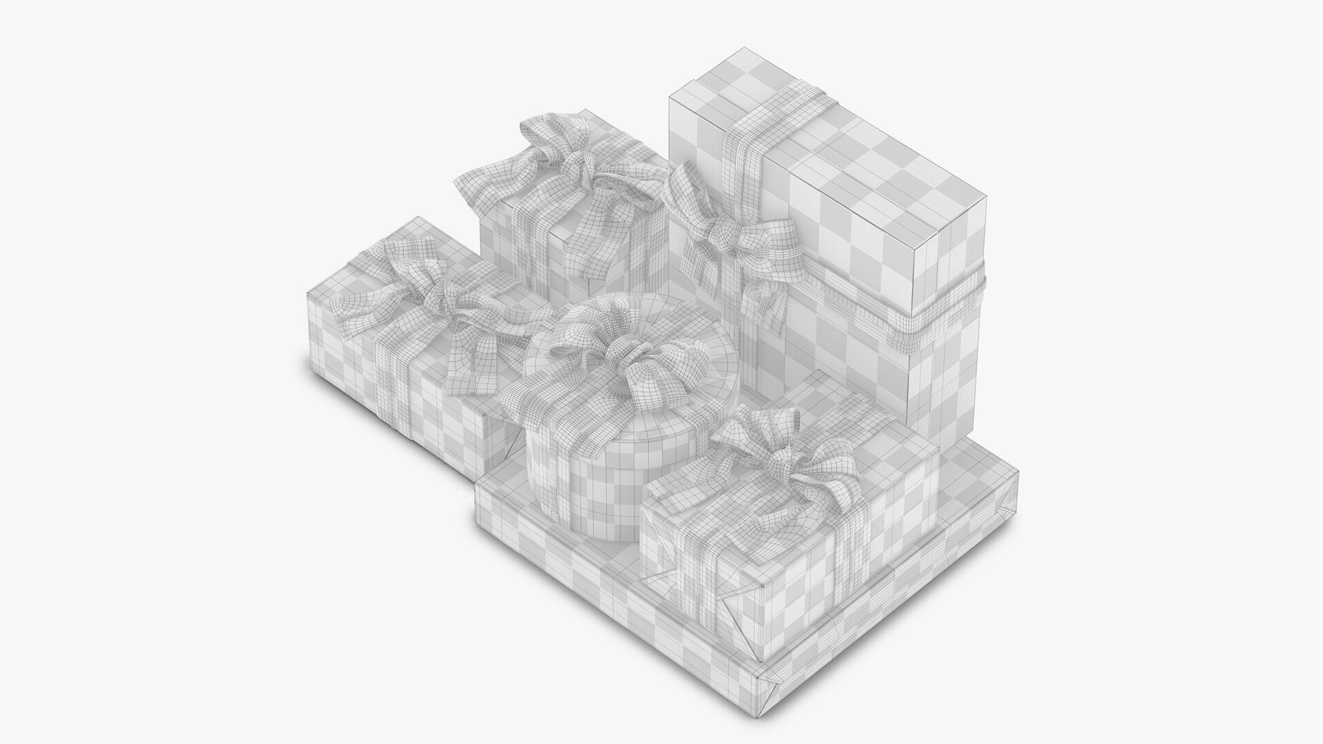 Gift Box Set with Double Ribbon 3D model_6