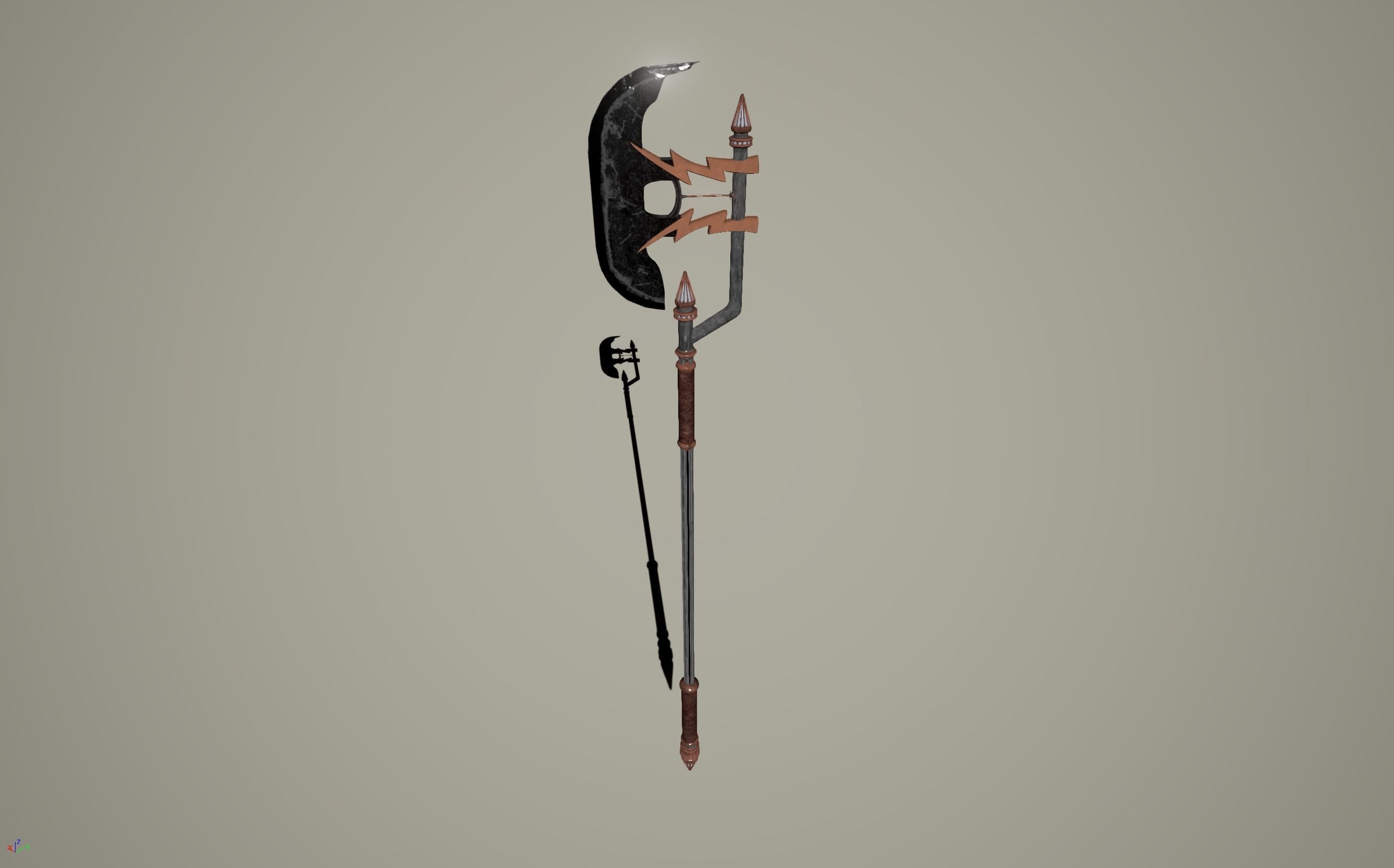 Electrified Great Axe Free low-poly 3D model_0