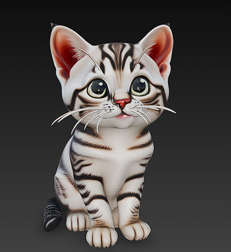 Optimized Low-Poly Kitten 3D Model UE5- Unity Real-Time Ready Low-poly 3D model