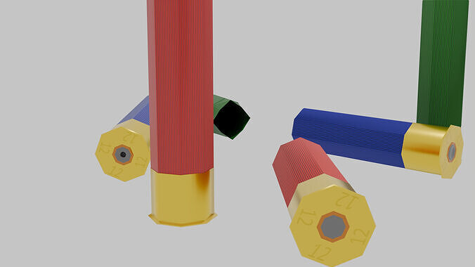 low-poly 12 gauge shotgun shells Low-poly 3D model