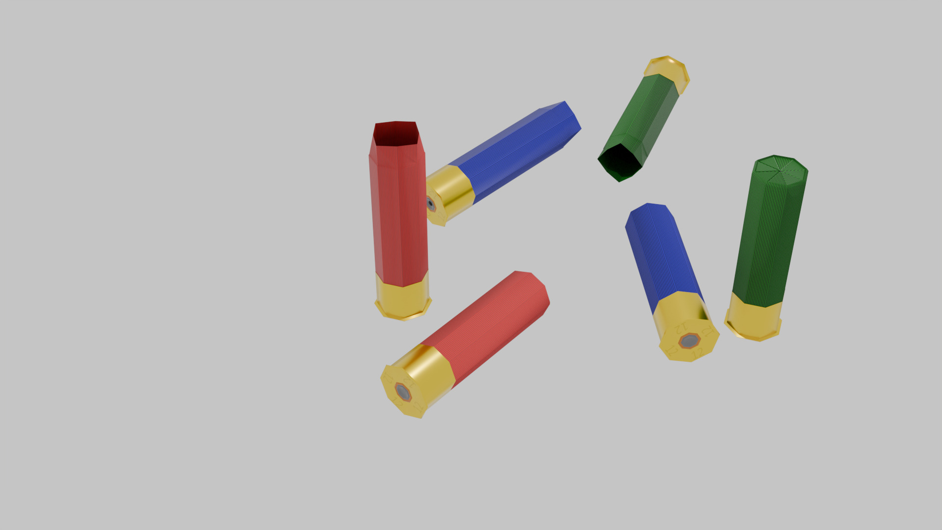 low-poly 12 gauge shotgun shells Low-poly 3D model_2