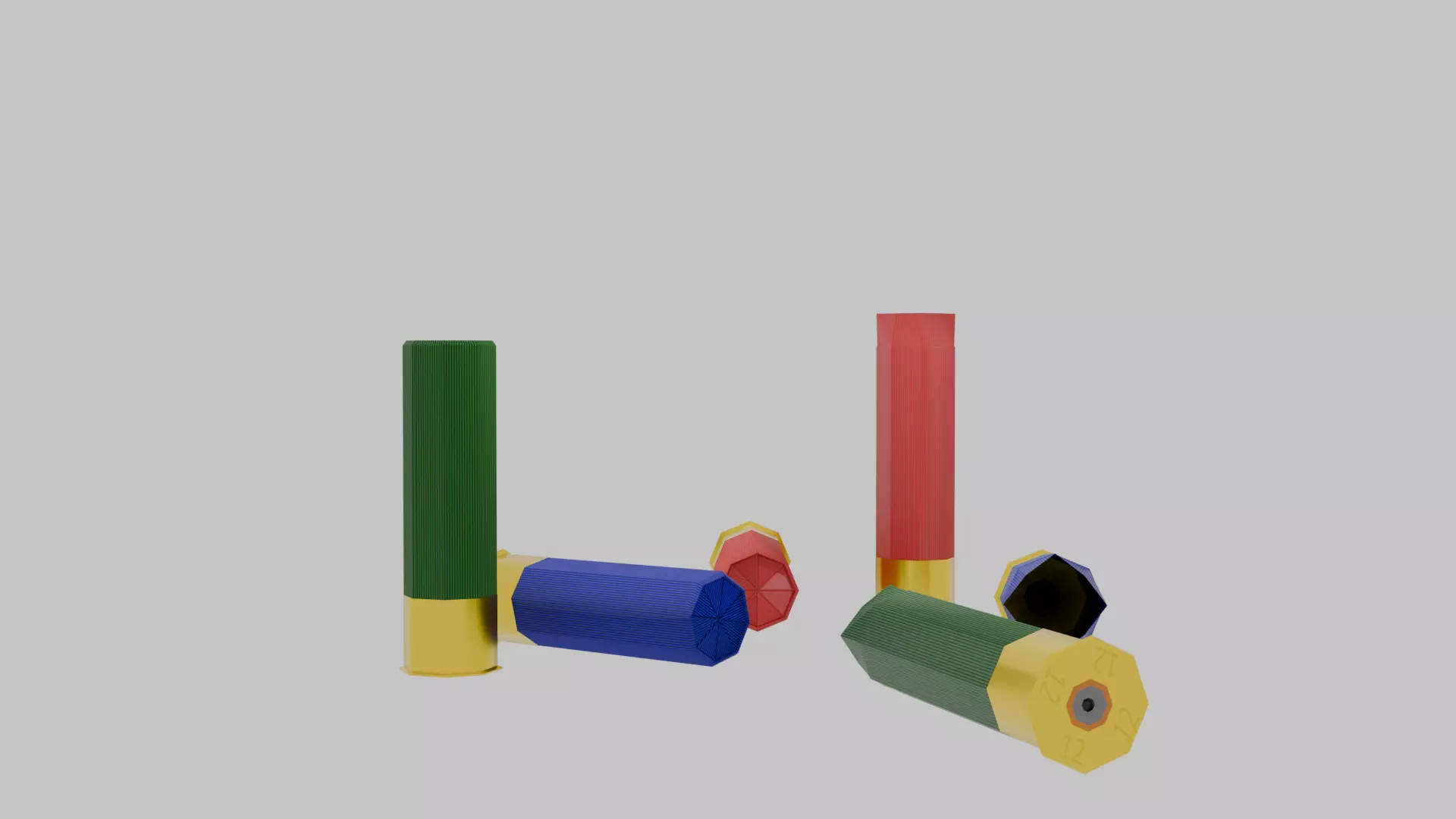 low-poly 12 gauge shotgun shells Low-poly 3D model_1