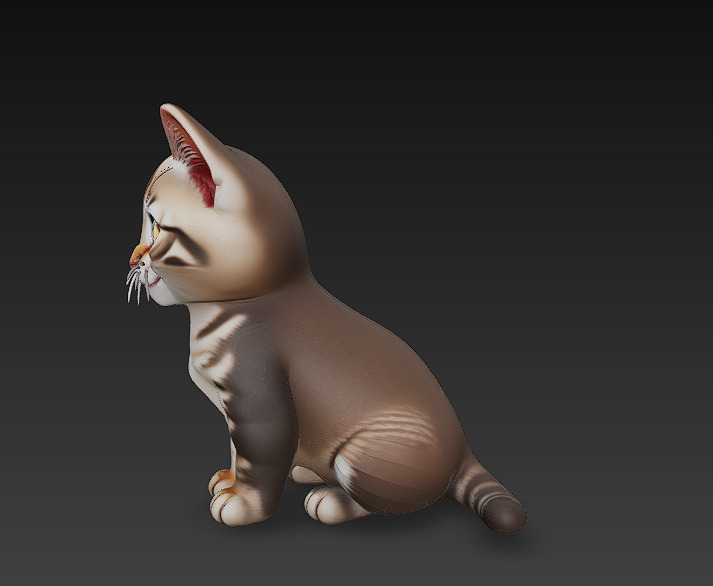 Optimized Low-Poly Kitten 3D Model UE5- Unity Real-Time Ready Low-poly 3D model_4