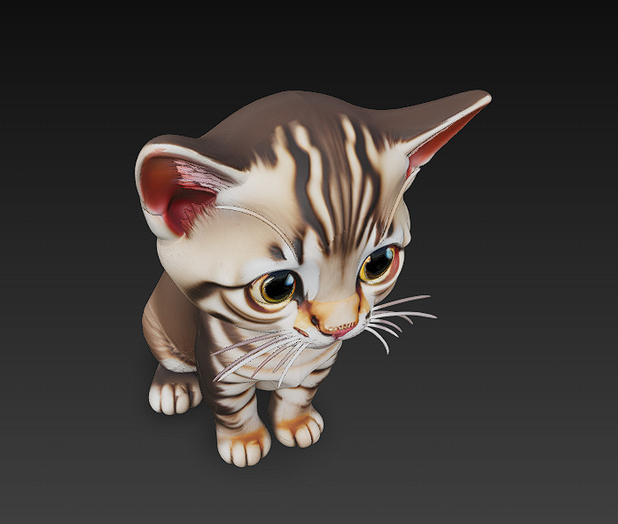 Optimized Low-Poly Kitten 3D Model UE5- Unity Real-Time Ready Low-poly 3D model_1